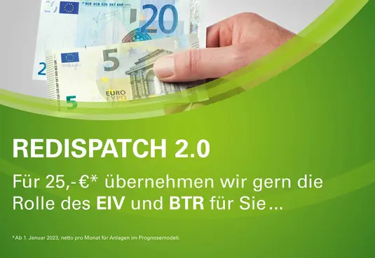 Aufmacherbild ESW Redispatch mit grünem Hintergrund und 25 Euro in Scheinen dargestellt